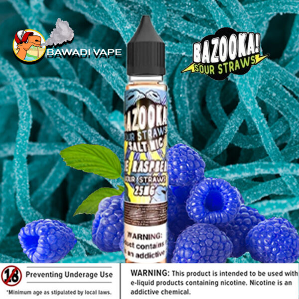 BAZOOKA SALT NIC - BLUE RASPBERRY SOUR STRAWS