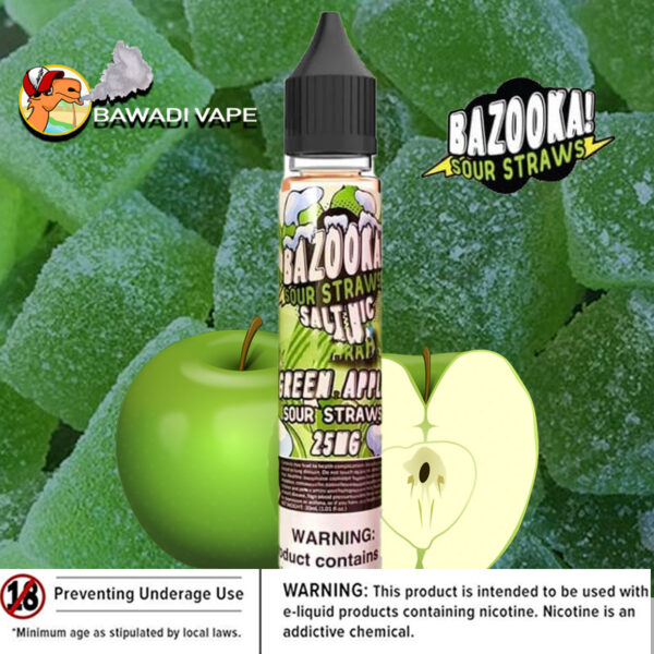 BAZOOKA SALT NIC - GREEN APPLE SOUR STRAWS