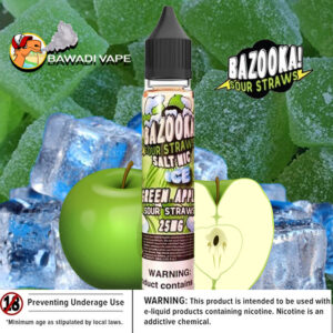 BAZOOKA SALT NIC - GREEN APPLE ICE SOUR STRAWS
