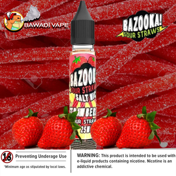 BAZOOKA STRAWBERRY SOUR STRAWS SALTNIC